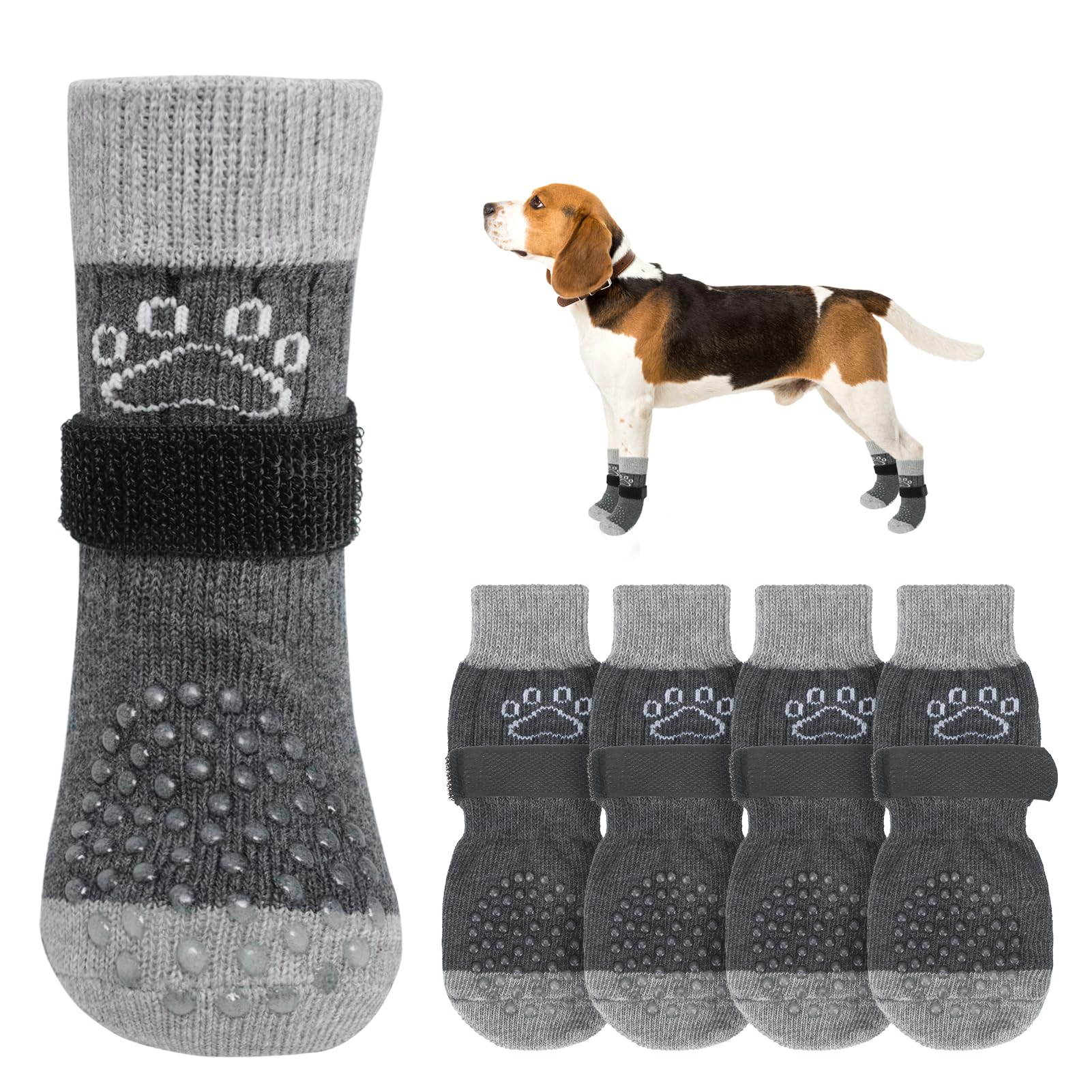 SCENEREAL dog socks non-slip-grip on slick floors supports safe indoor adventures.