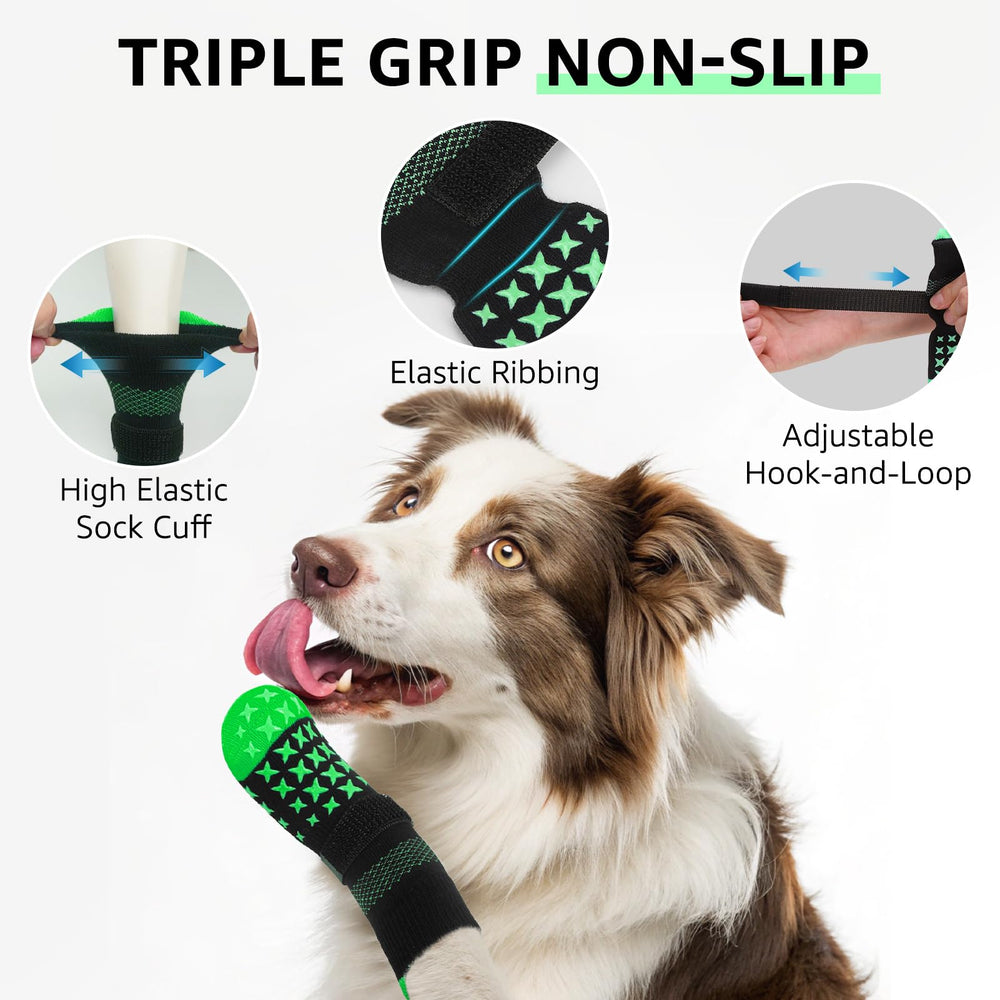 SCENEREAL dog socks with paw protection in soft knit for comfort.