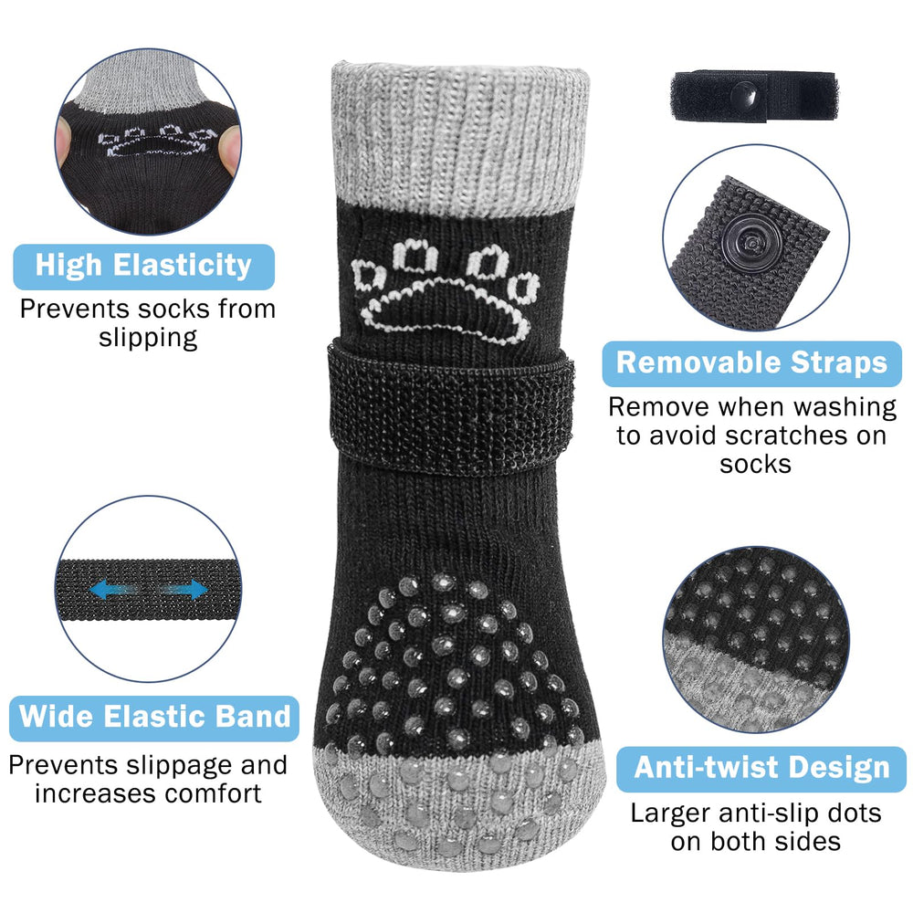 SCENEREAL dog socks worn during a walk to demonstrate traction on outdoor surfaces