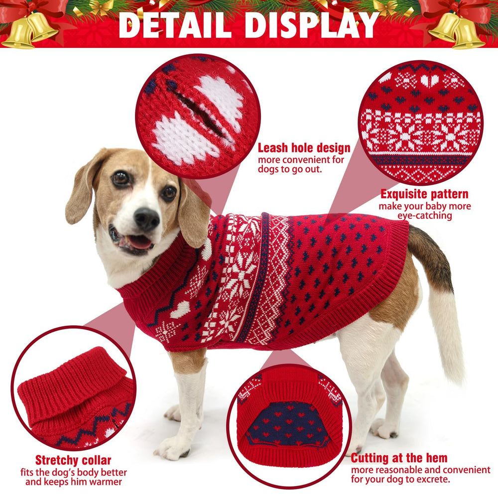 SCENEREAL dog sweater back view showing leash hole for on-the-go use