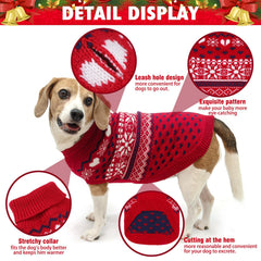 SCENEREAL dog sweater back view showing leash hole for on-the-go use
