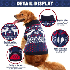 SCENEREAL dog-sweater-design-navy with reindeer pattern ideal for festive photos.