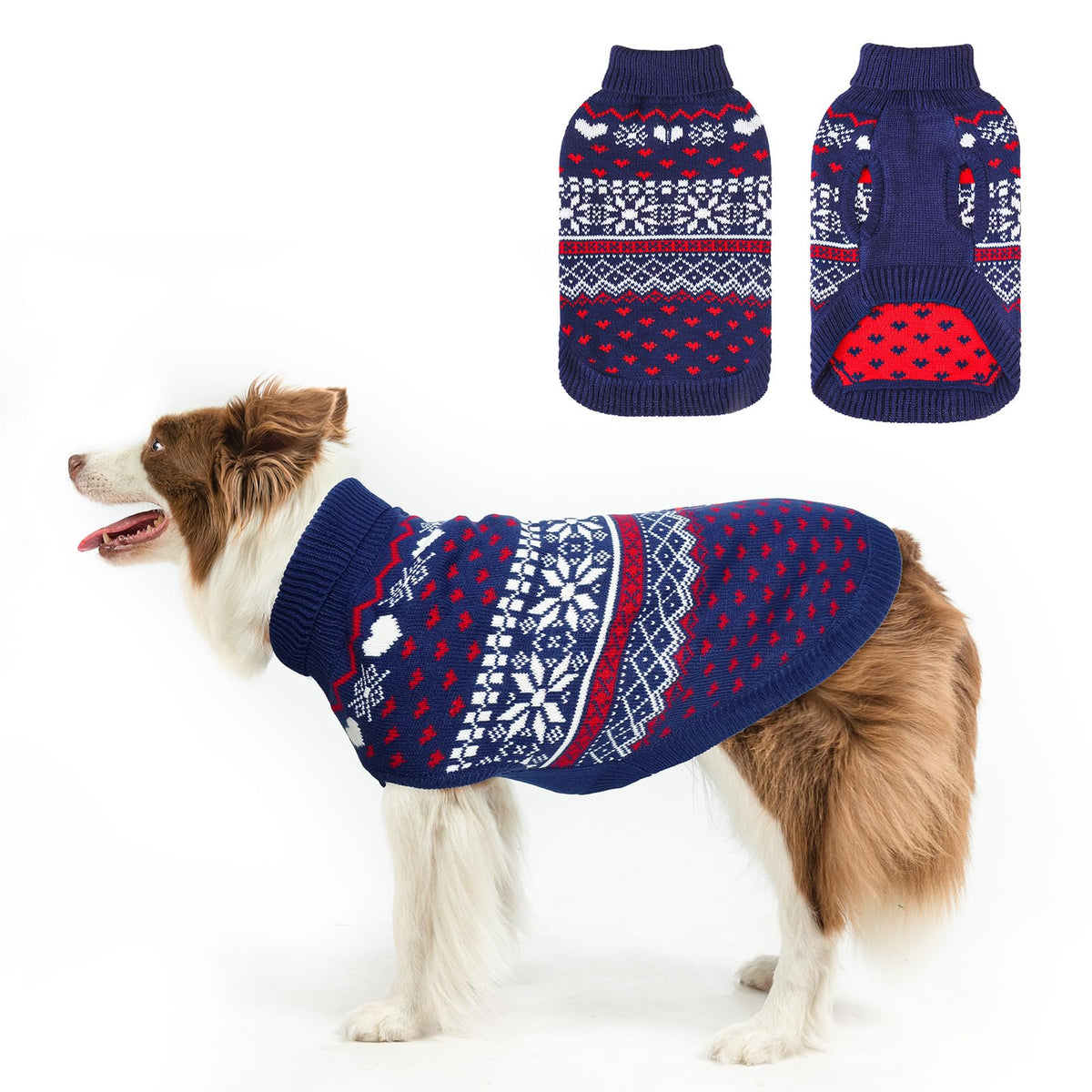 SCENEREAL dog sweater knit-argyle-front shows cozy warmth for daily walks