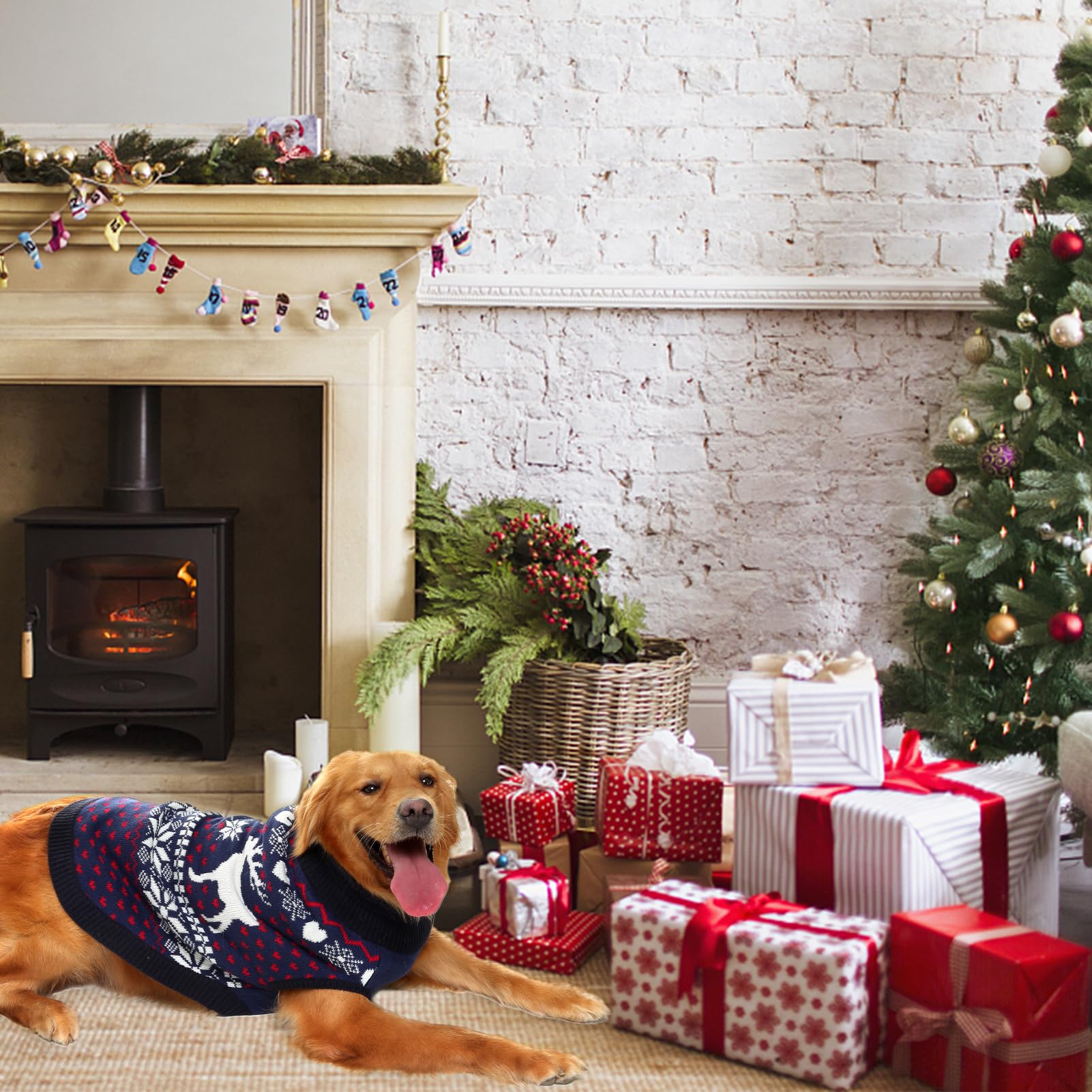SCENEREAL dog-sweater-material-acrylic-fabric soft warmth retained.