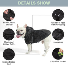 SCENEREAL fleece dog hoodie leash hole feature for outdoor walks