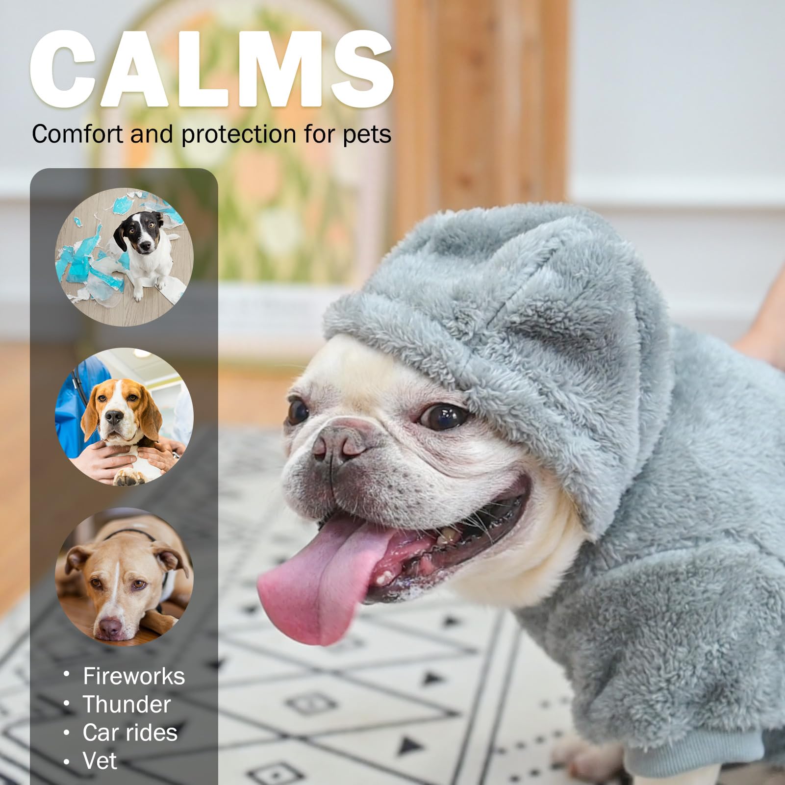 SCENEREAL fleece dog sweater hoodie gray color option for versatile wear