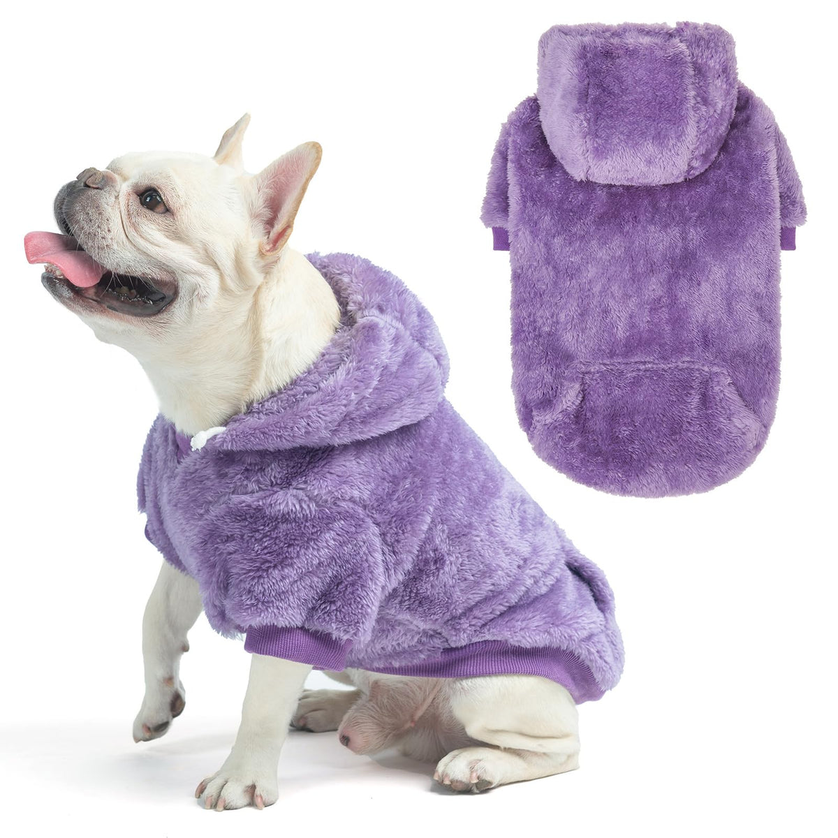 SCENEREAL fleece dog sweater hoodie front view shows cozy warmth for walks
