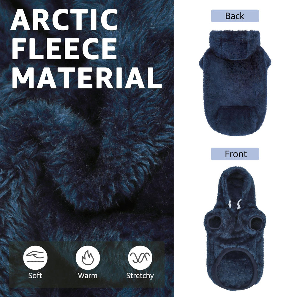 SCENEREAL fleece dog sweater hoodie navy-sm back view for cozy wear