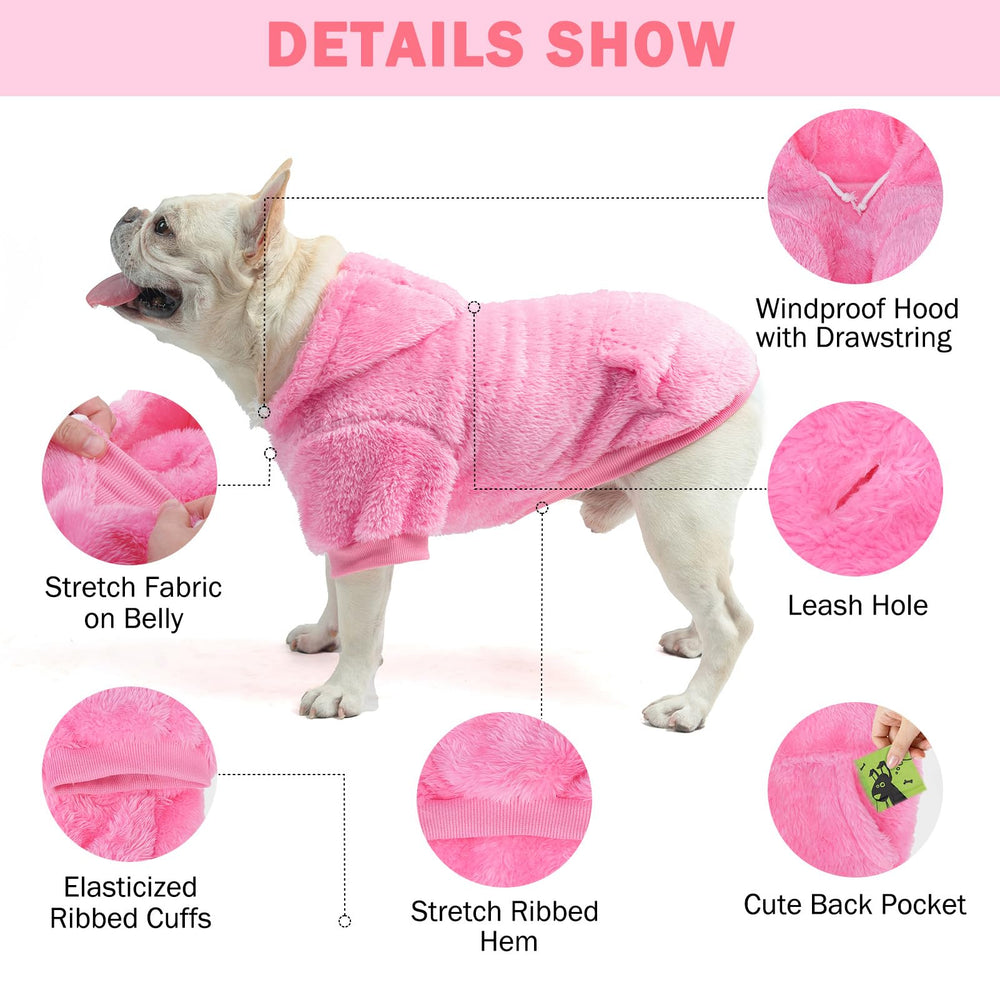 SCENEREAL fleece dog sweater hoodie pocket detail shows convenient treat storage
