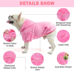 SCENEREAL fleece dog sweater hoodie pocket detail shows convenient treat storage