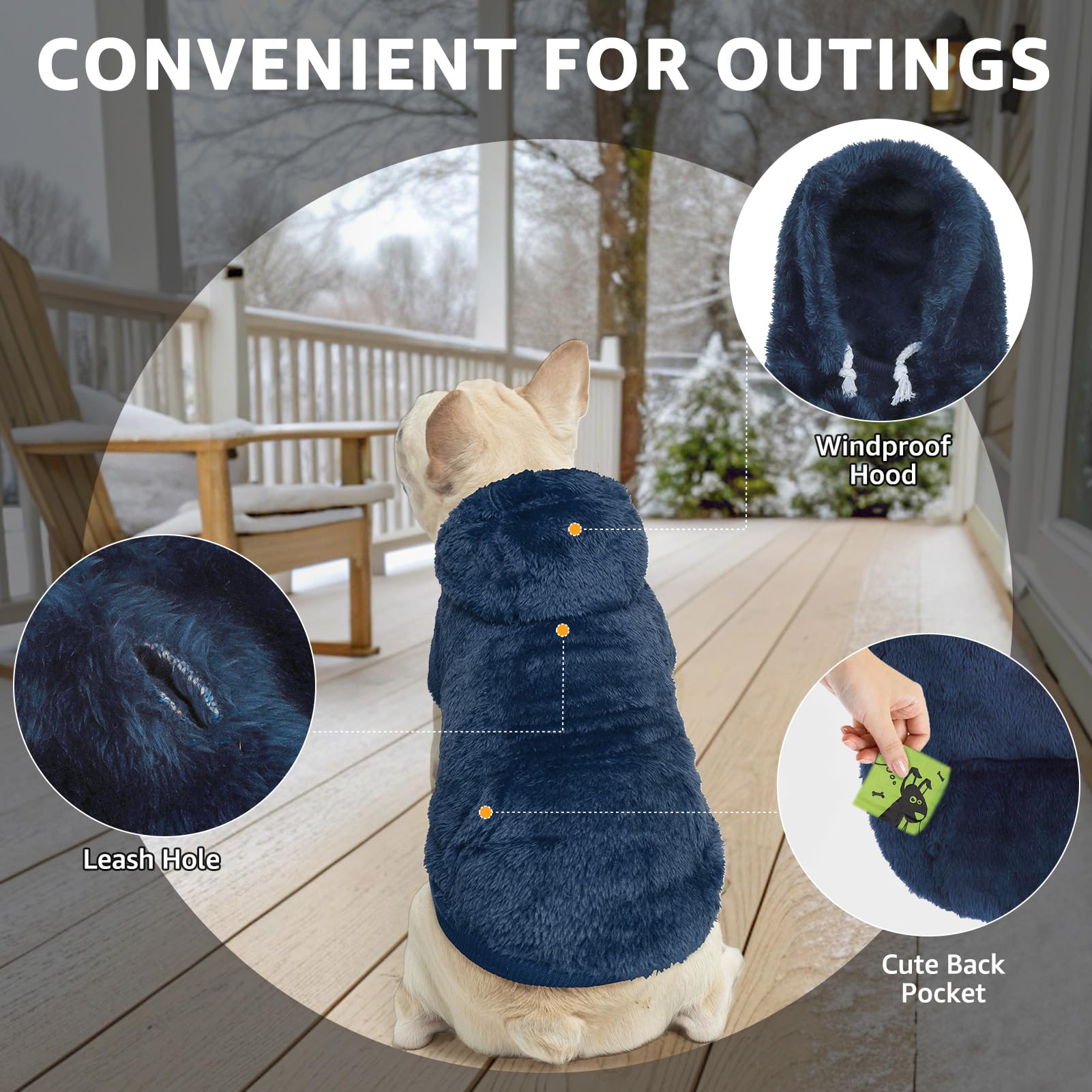 SCENEREAL hoodie pocket holds treats or toys during outings