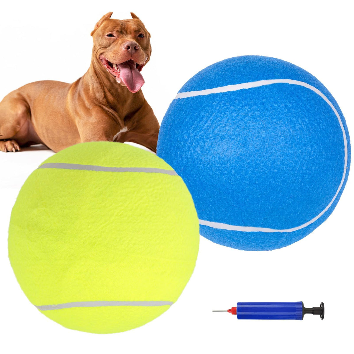 SCENEREAL giant tennis ball dogs-2-pack with inflation pump for easy setup