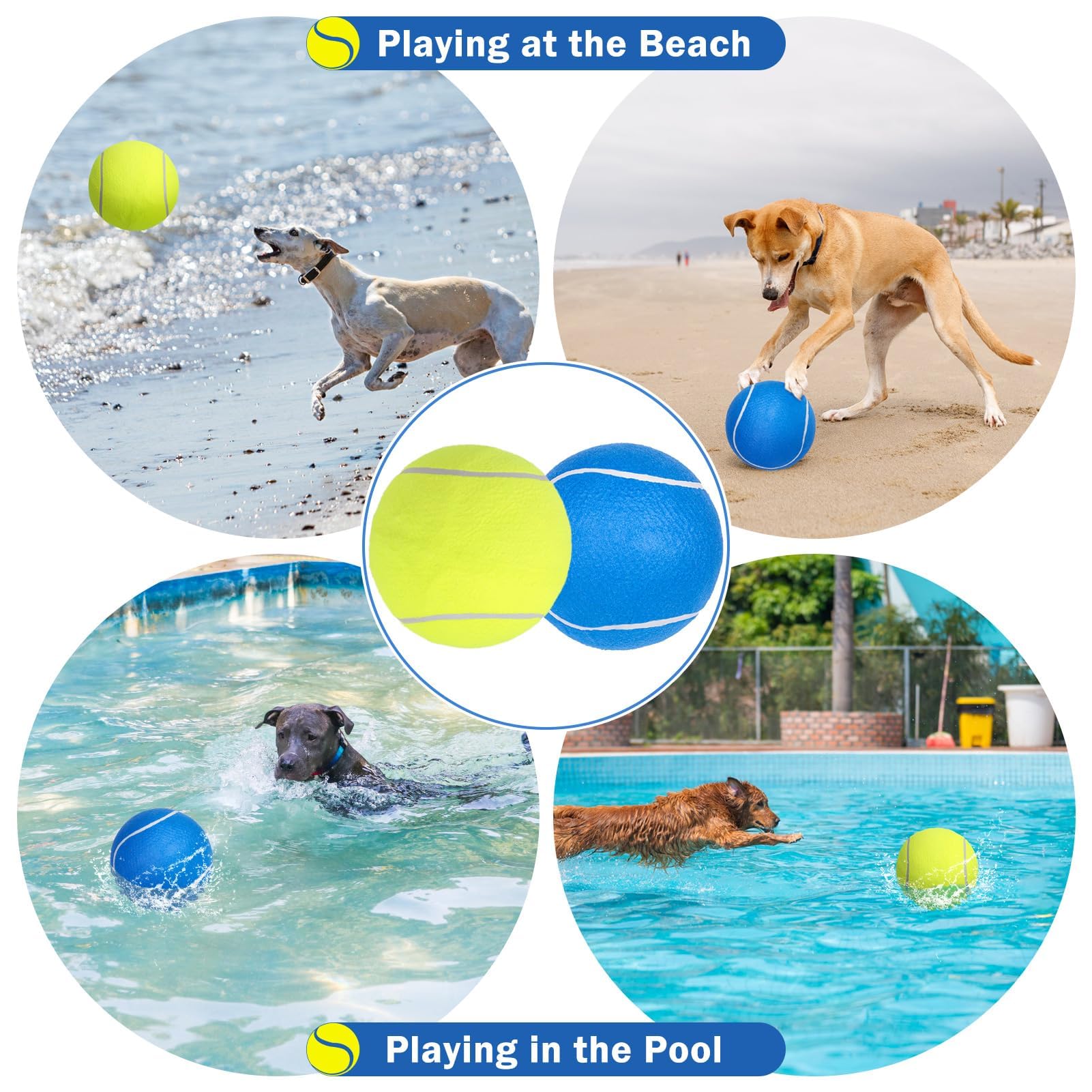 SCENEREAL giant tennis ball dogs thick rubber and felt offers durable fetch