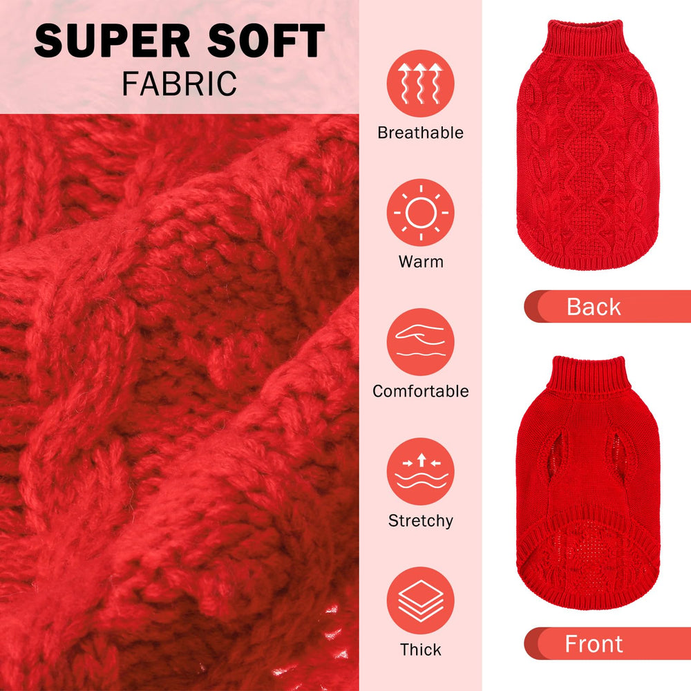 SCENEREAL knitted dog sweater red XL back view highlights full coverage for cold days.