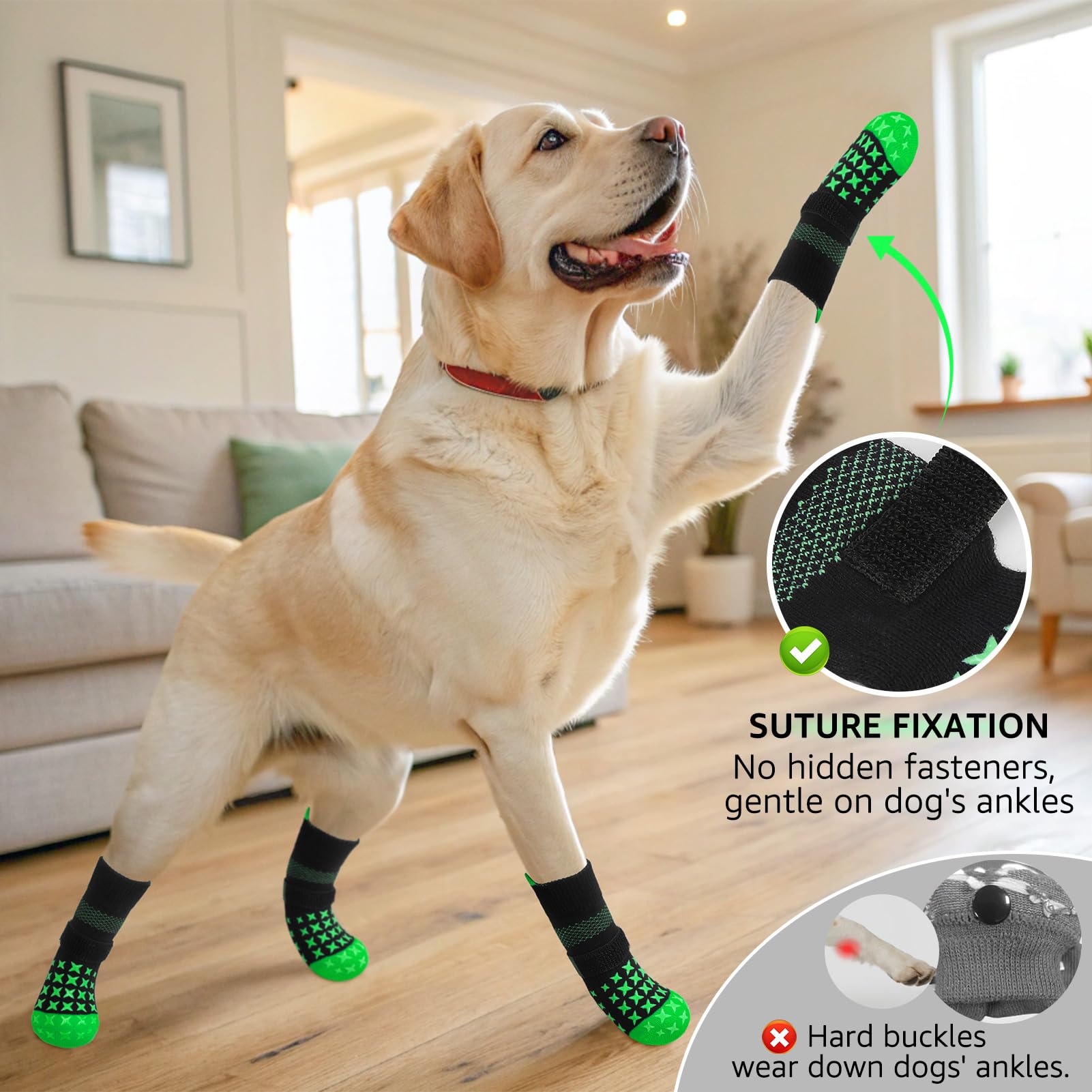 SCENEREAL non-slip socks with senior fit and magic tape closure for secure wear.