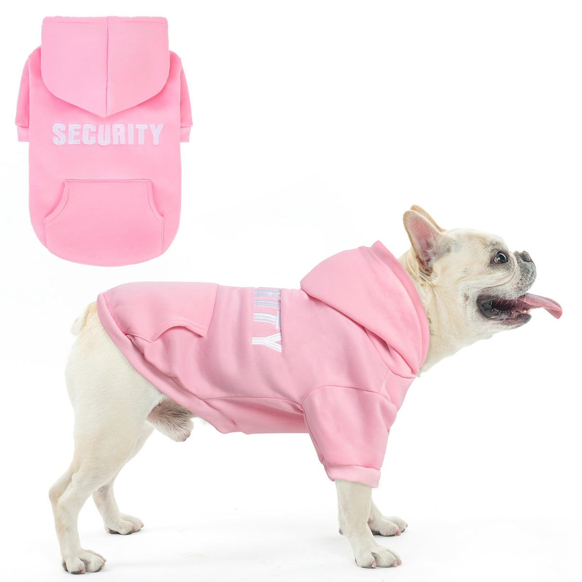 SCENEREAL Security Dog Hoodie back view shows embroidered badge for bold style and visibility.