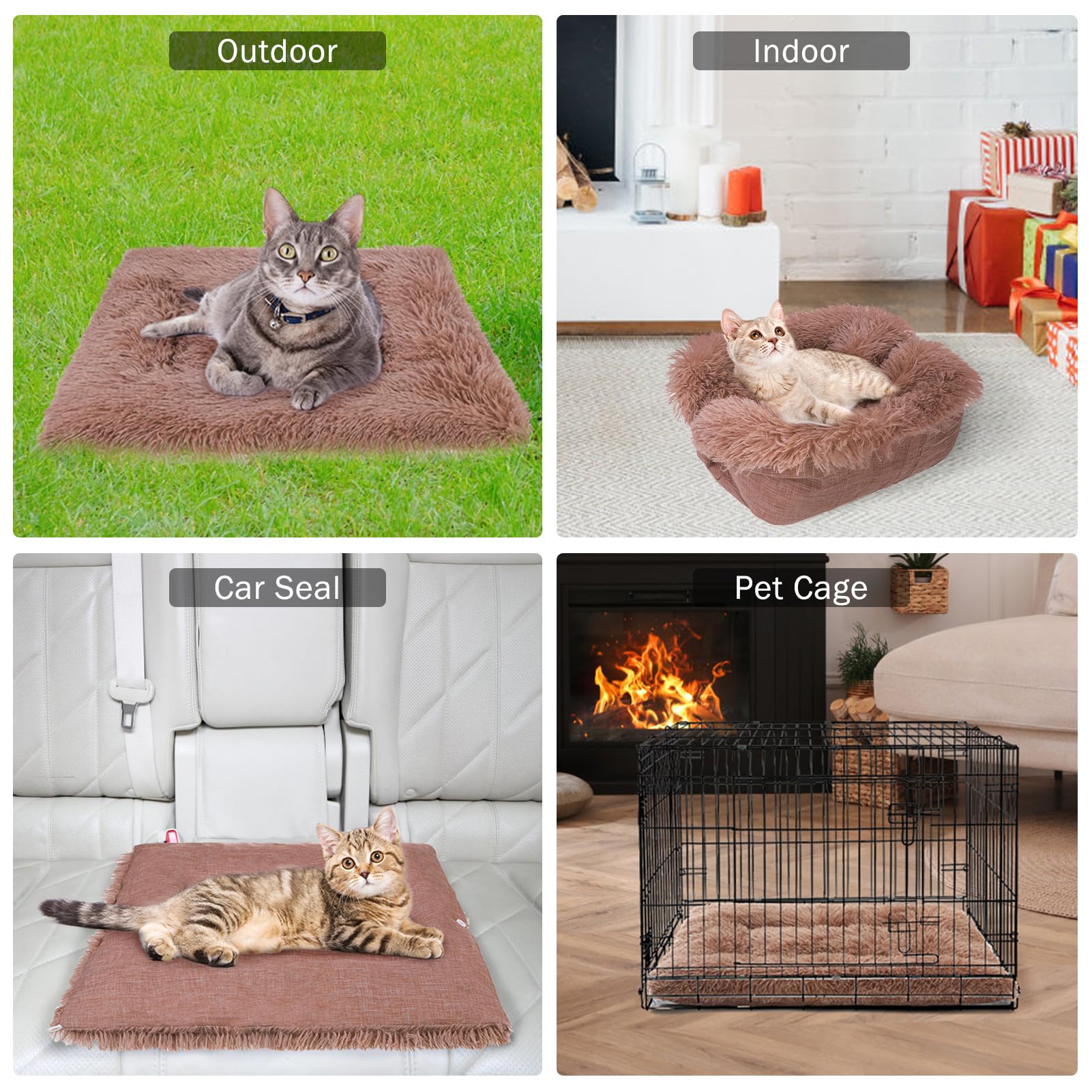 SCENEREAL self-warming cat bed folded bed showcases portable warmth for travel.