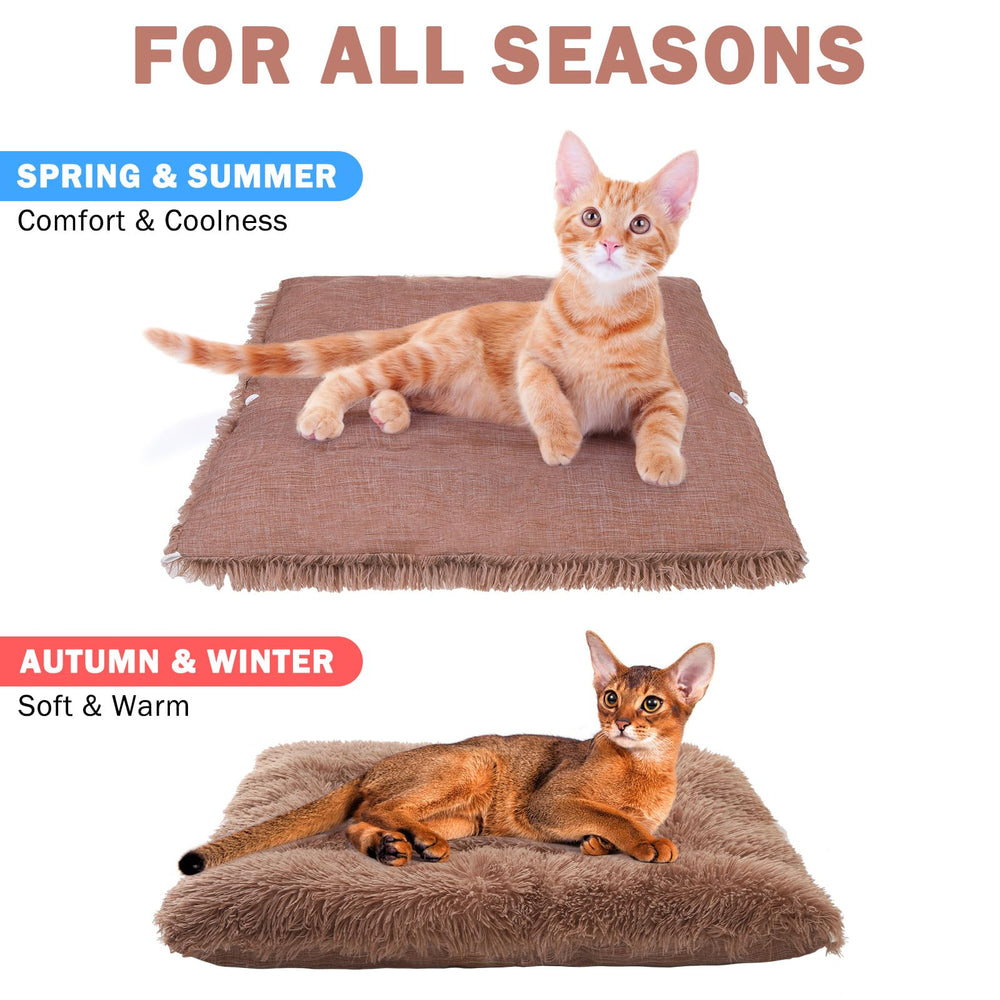 SCENEREAL self-warming cat bed plush side close-up emphasizes soft texture.