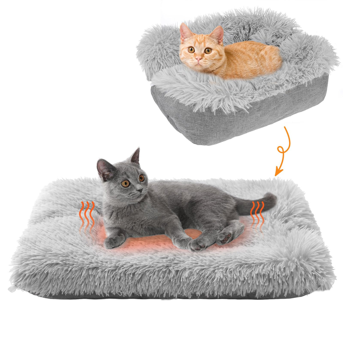 SCENEREAL self-warming cat bed plush-side for cozy warmth and year-round comfort