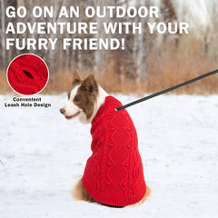 SCENEREAL winter dog sweater with leash hole enables easy walks.