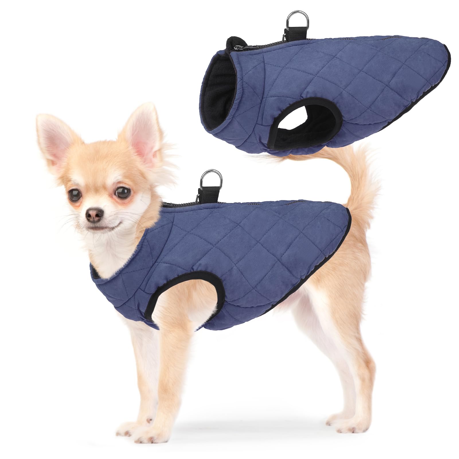 SCENEREAL Winter Dog Vest Coat back zipper enables easy on-off during cold walks.