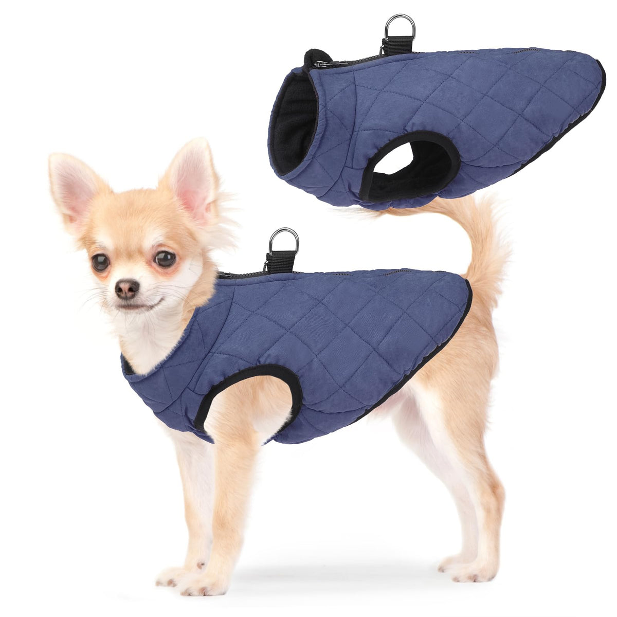 SCENEREAL Winter Dog Vest Coat back zipper enables easy on-off during cold walks.