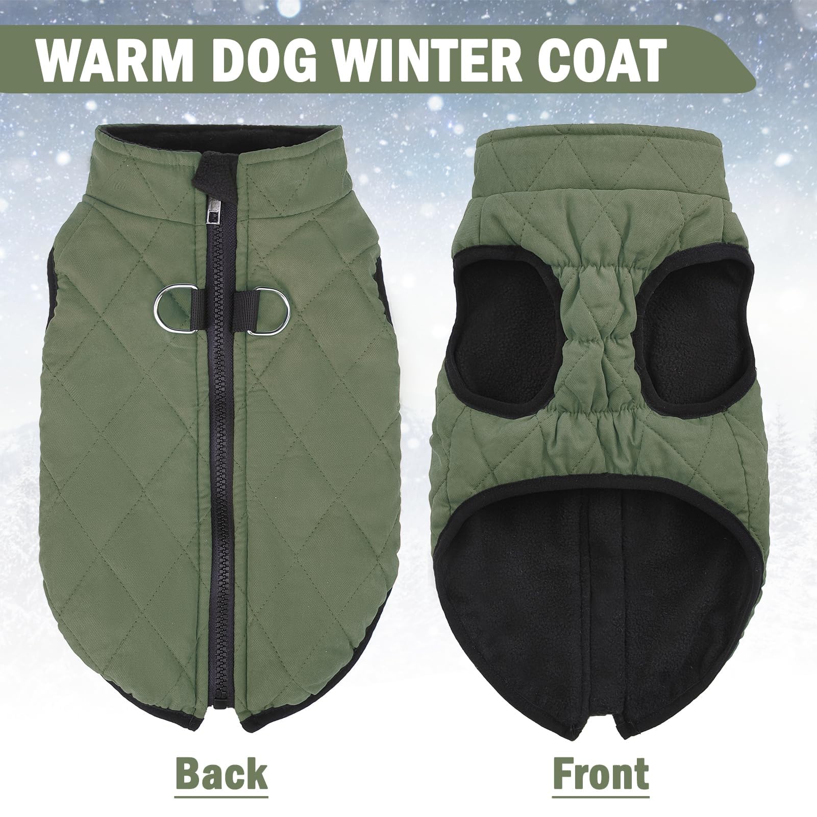SCENEREAL winter dog vest full zipper detail prevents snagging