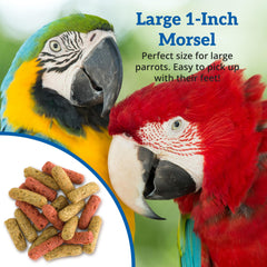 Scenic Mix Jungle large parrot feed bowl highlights low iron, supporting balanced nutrition.