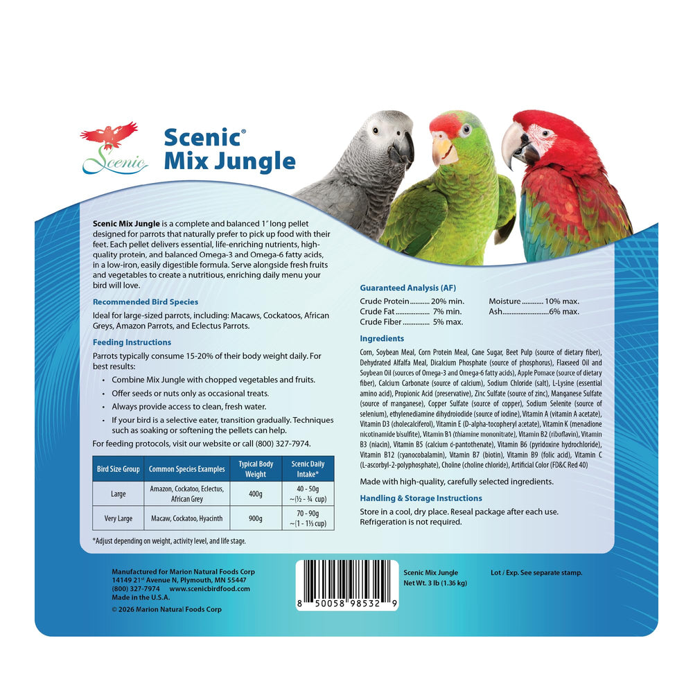 Scenic Mix Jungle: soutien digestif pour les perroquets.