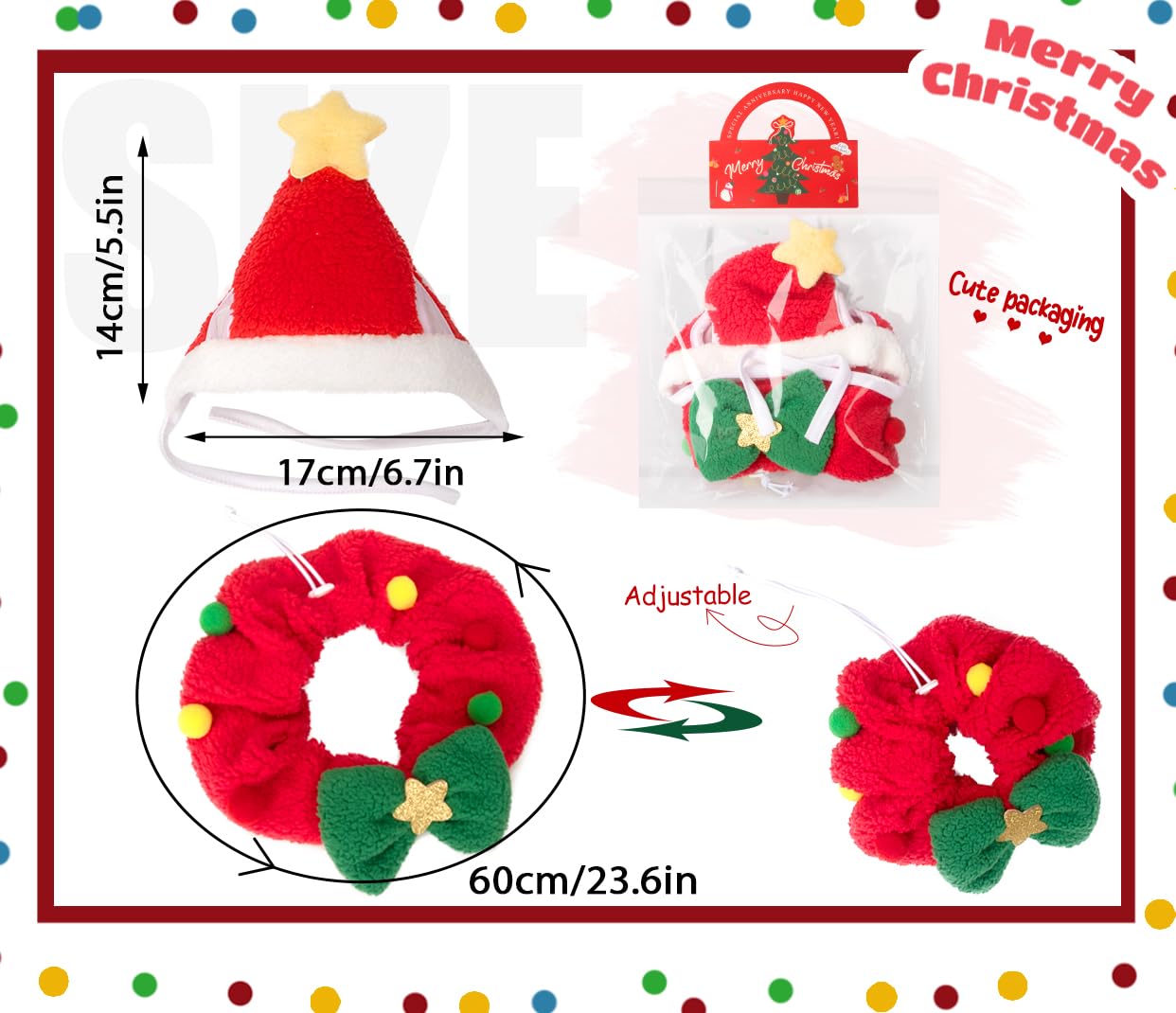 Scheppend dog Santa hat with star for festive charm and pet joy