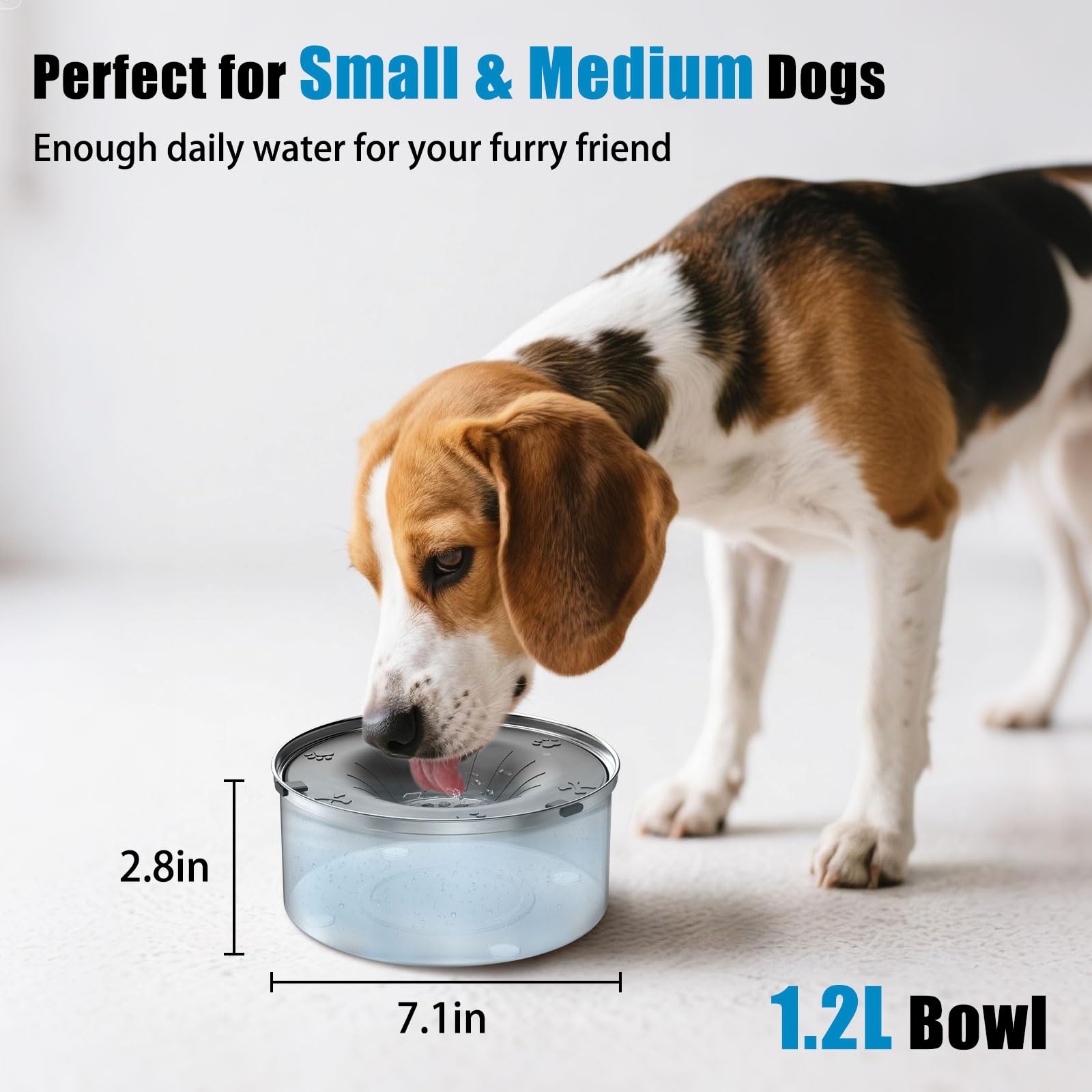 SCHITEC 1.2L capacity fits small dogs or cats for easy hydration.