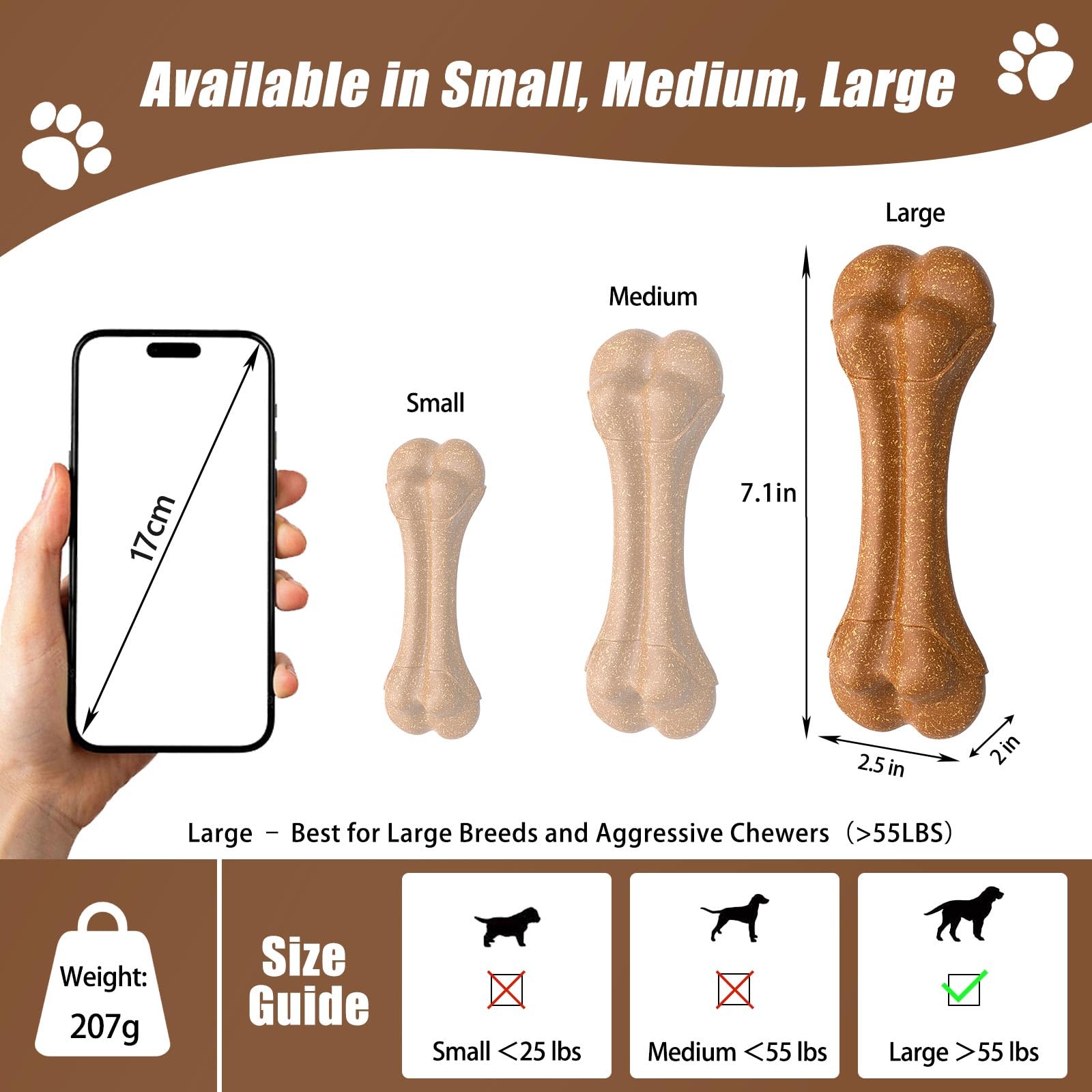 SCHITEC dog bone chew toy multiple-sizes-small-medium-large fits any dog
