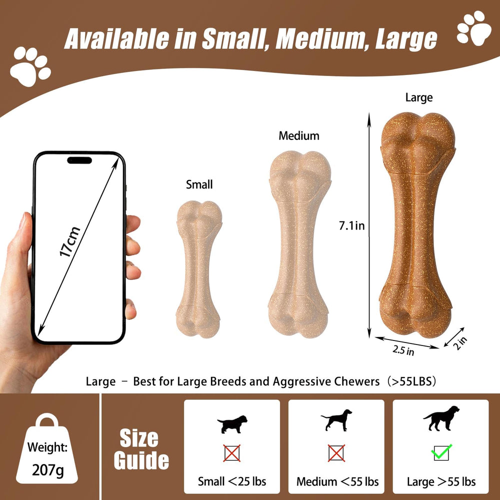 SCHITEC dog bone chew toy multiple-sizes-small-medium-large fits any dog