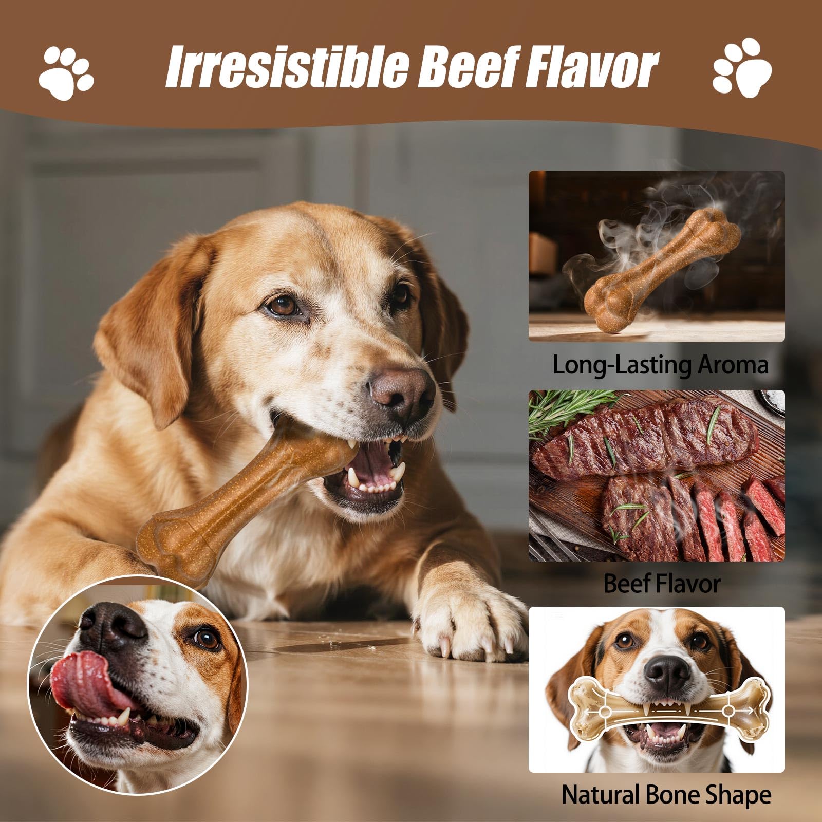 SCHITEC dog bone chew toy safe-smooth-edges avoids sharp-edge injuries