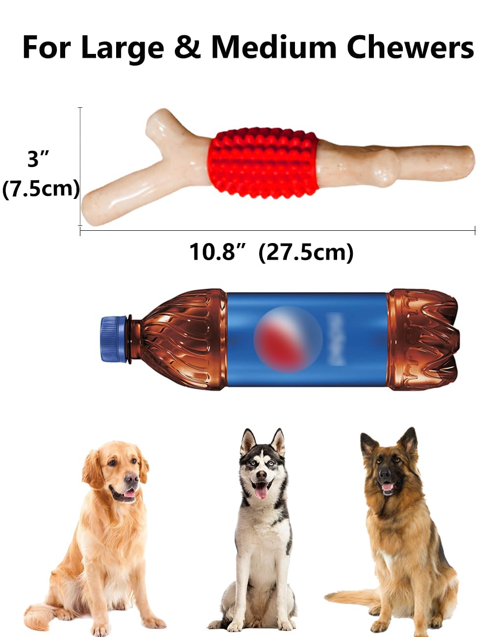 SCHITEC large-size chew toy fits medium to large breeds for powerful chewers.