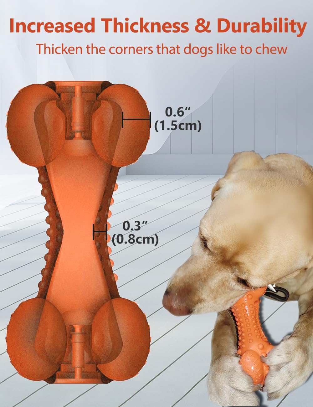 SCHITEC Dog Toy Bumps Gum Massage targets teeth and gums during chew time.
