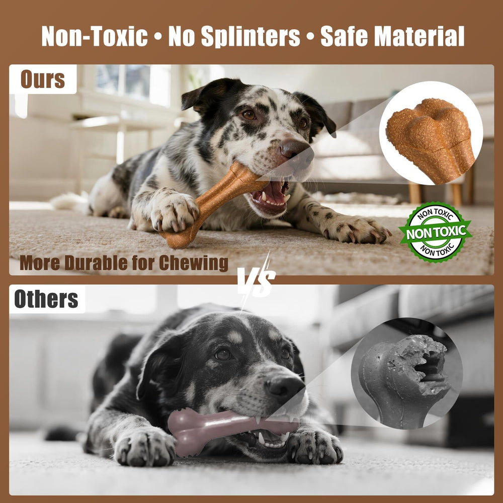 SCHITEC durable dog toy wood flour PP blend resists aggressive chewing safely