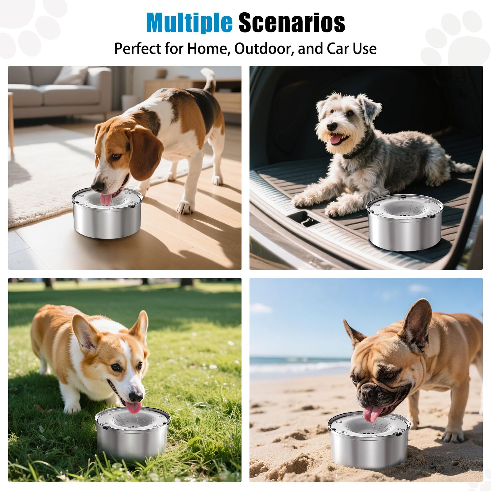 SCHITEC light-gray dog water bowl design blends with home decor while promoting clean hydration