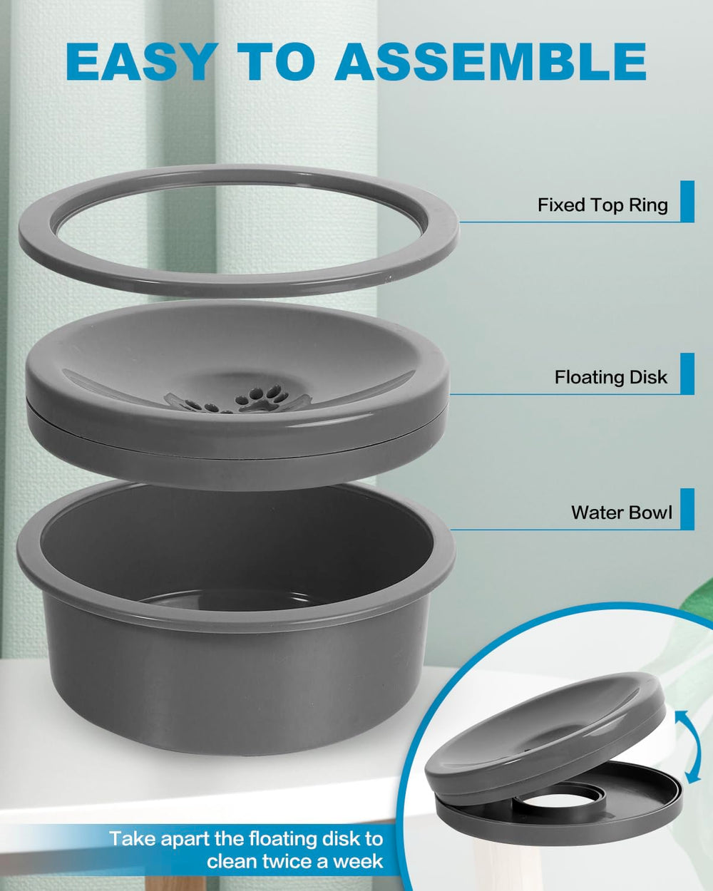 SCHITEC water bowl fits various elevated feeders for neat pet setups