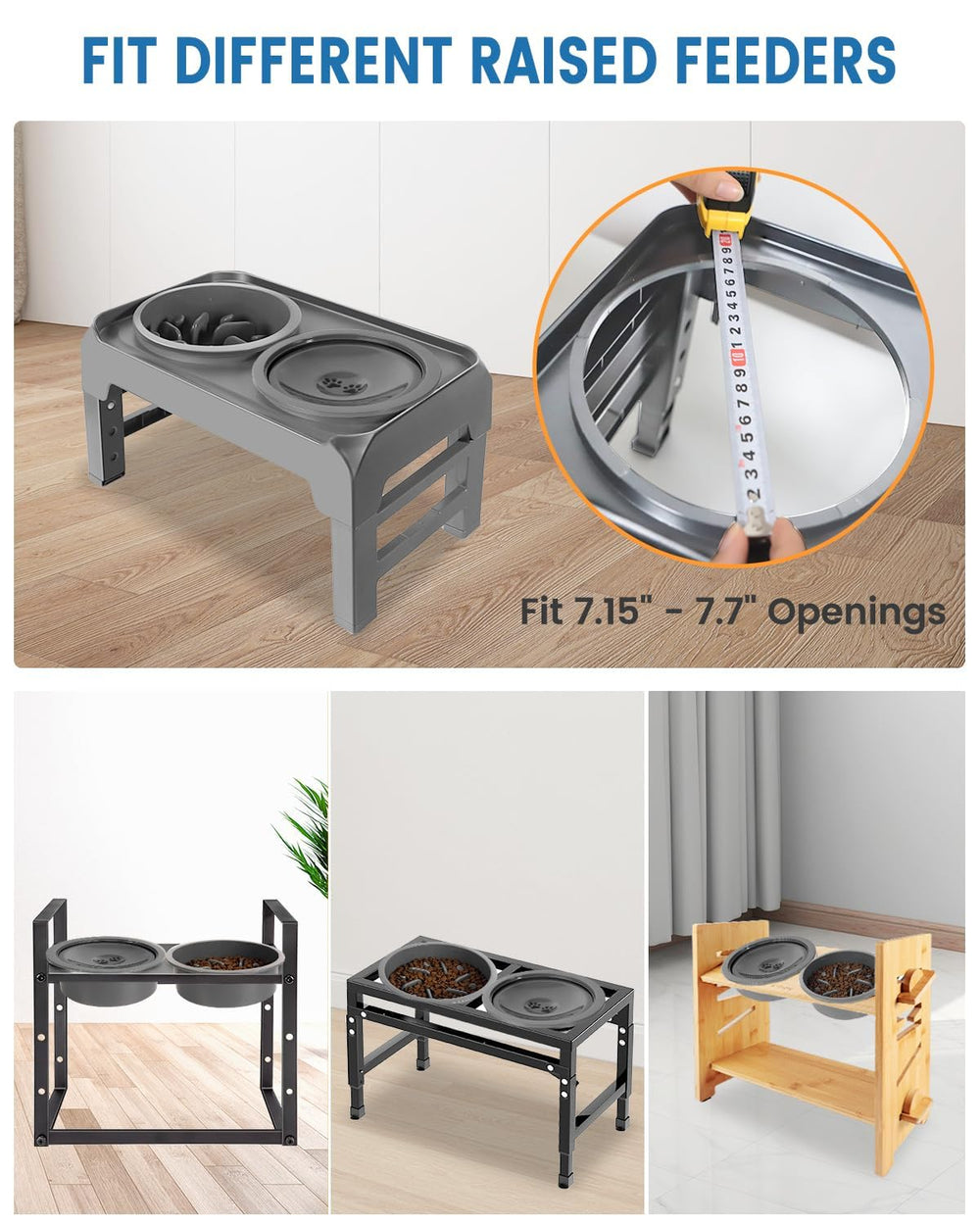 SCHITEC no-spill bowl inside diameter explained for raised feeders compatibility