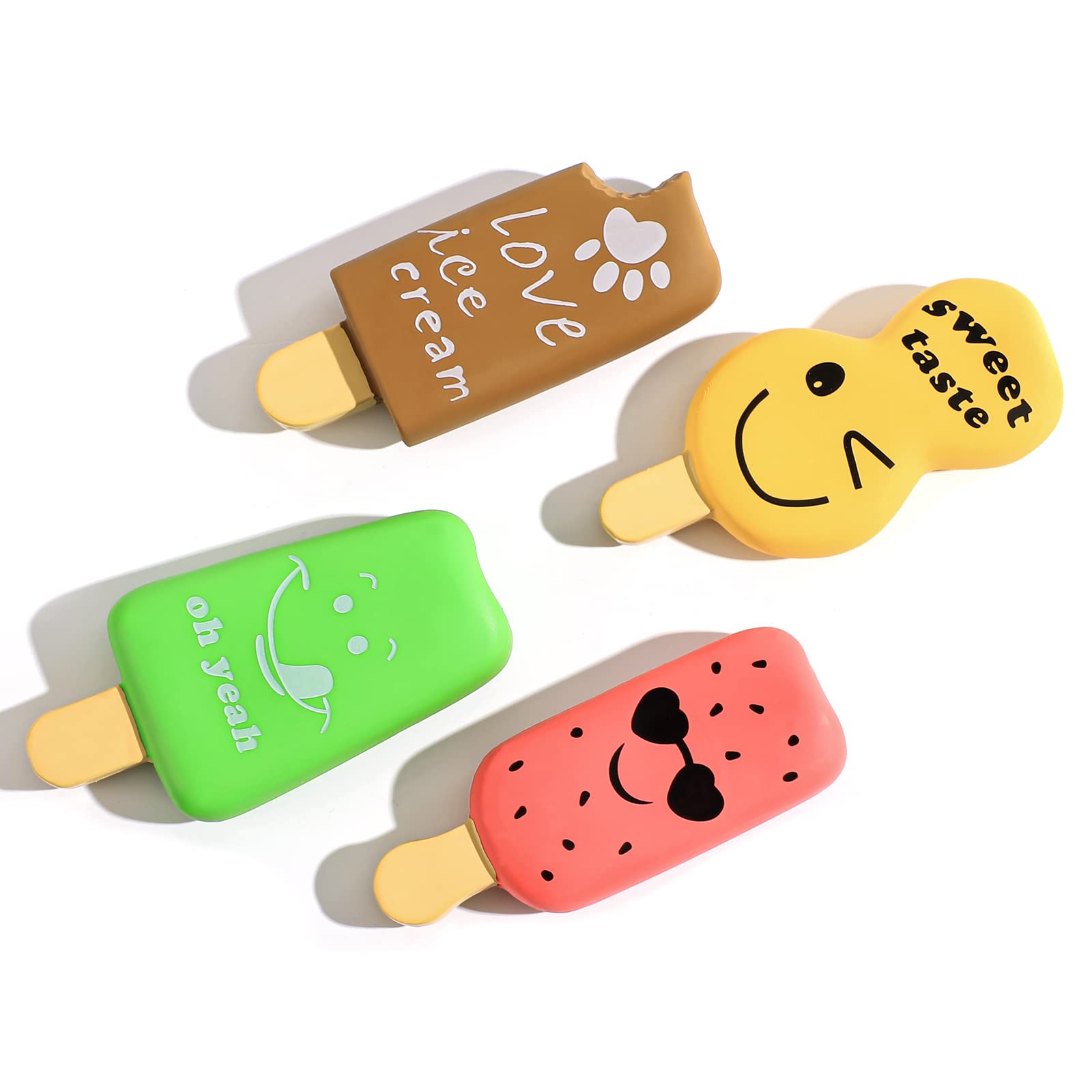 SCHITEC squeaky dog toy pack, side view, low-noise fun for quiet play.