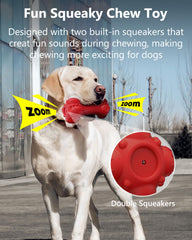SCHITEC squeaky toy toothbrush groove enables at-chew dental care.