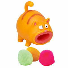 Schylling Hairball Kitty Toy with projectile hairballs fosters energetic chase play.