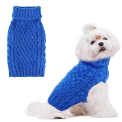 SCIROKKO turtleneck dog sweater blue back length keeps small dogs warm on walks