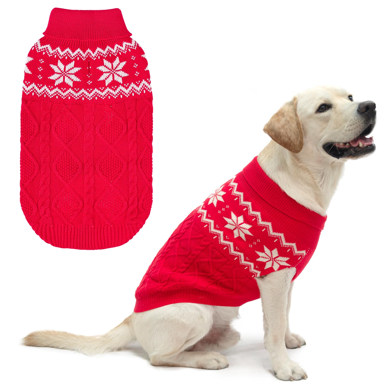 SCIROKKO warm winter dog sweater front view keeps dogs cozy on cold walks.