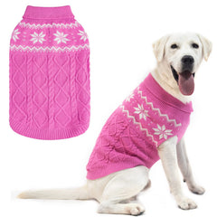 SCIROKKO warm winter pink dog sweater front view keeps dogs cozy on cold walks.