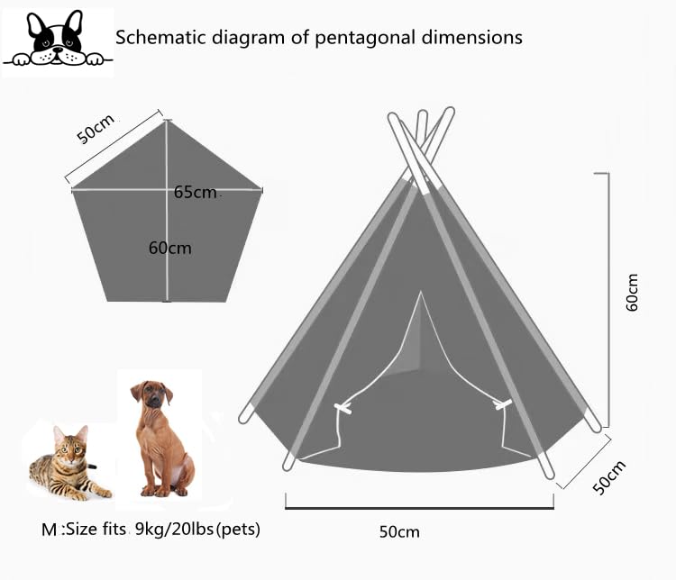 scnbom pet teepee dog-cat use fits living room corners