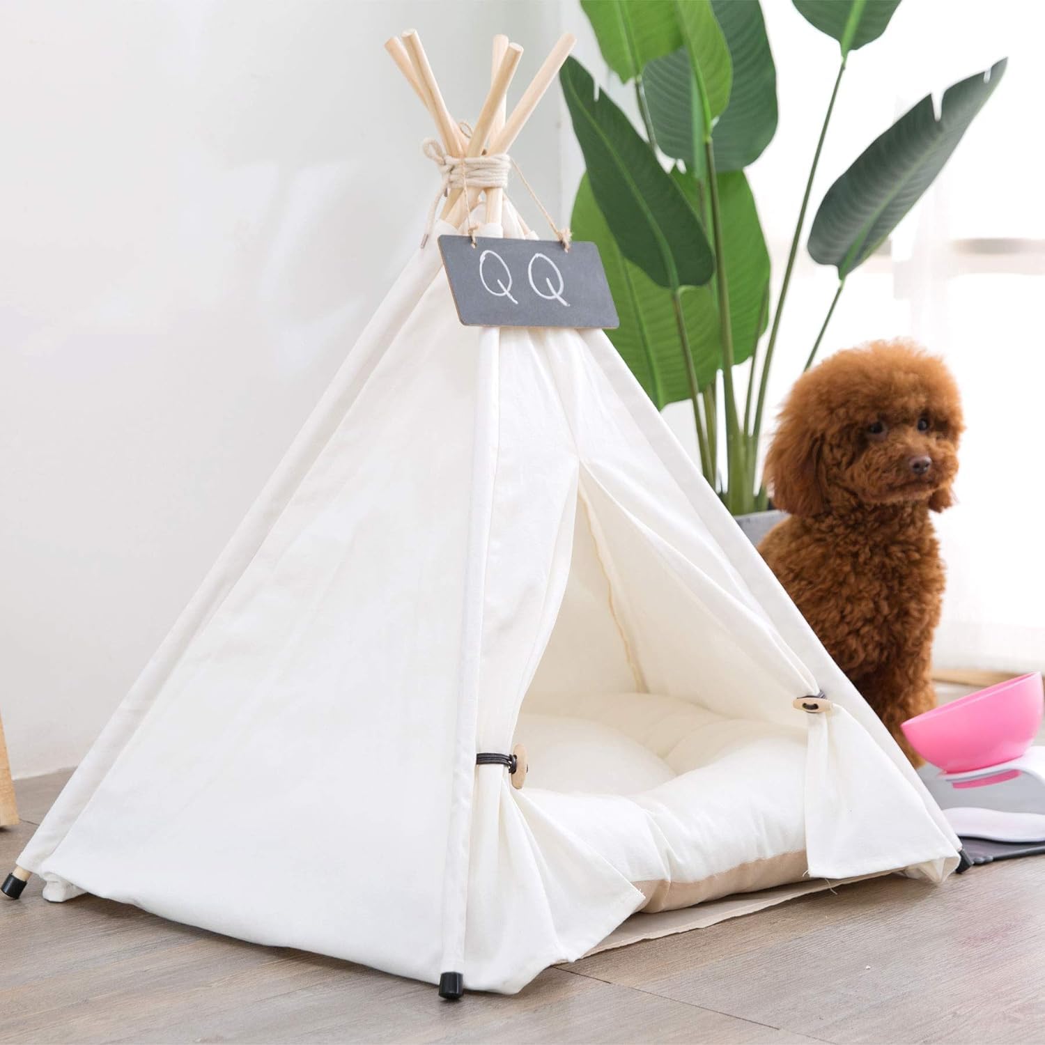 scnbom pet teepee interior provides a snug, private space for napping