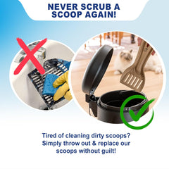 Scooples plastic-free litter scoop made from dense pulp fiber for daily use.