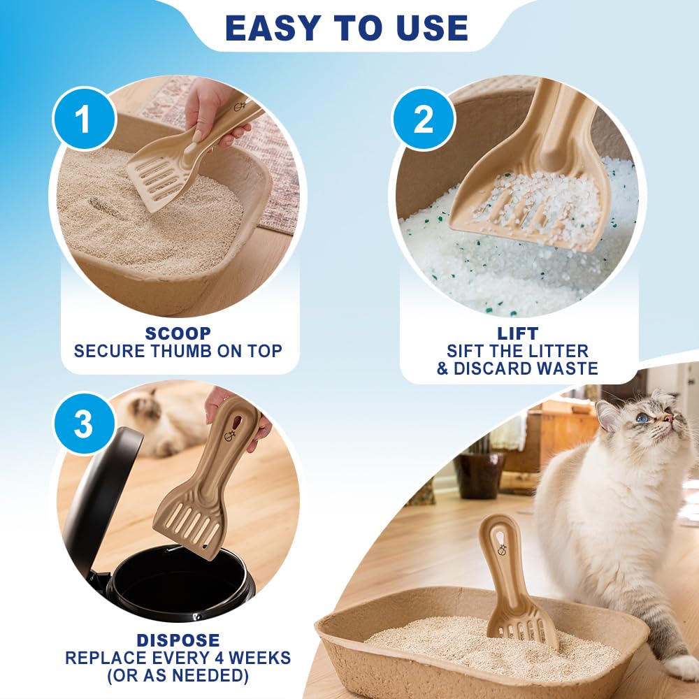 Scooples fast-sift design scoop captures clumps to reduce mess.
